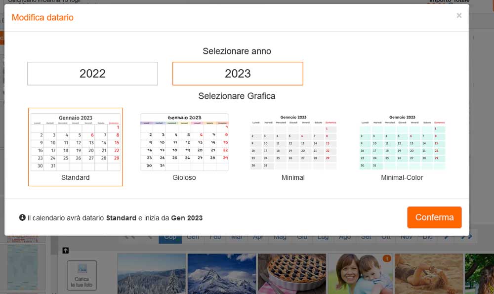 creare calendario personalizzato