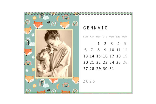 Calendario con foto animali layout