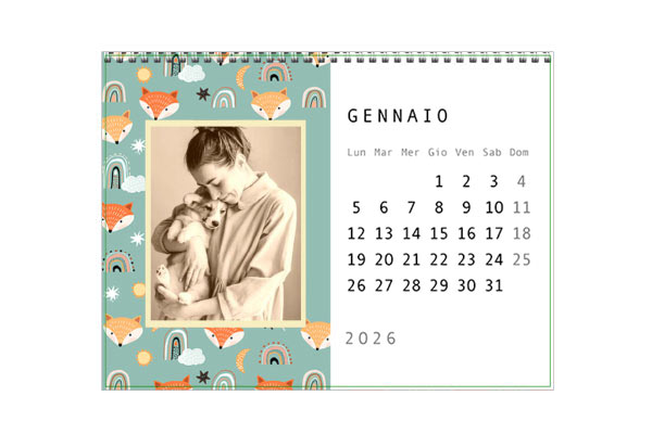 Calendario con foto animali layout